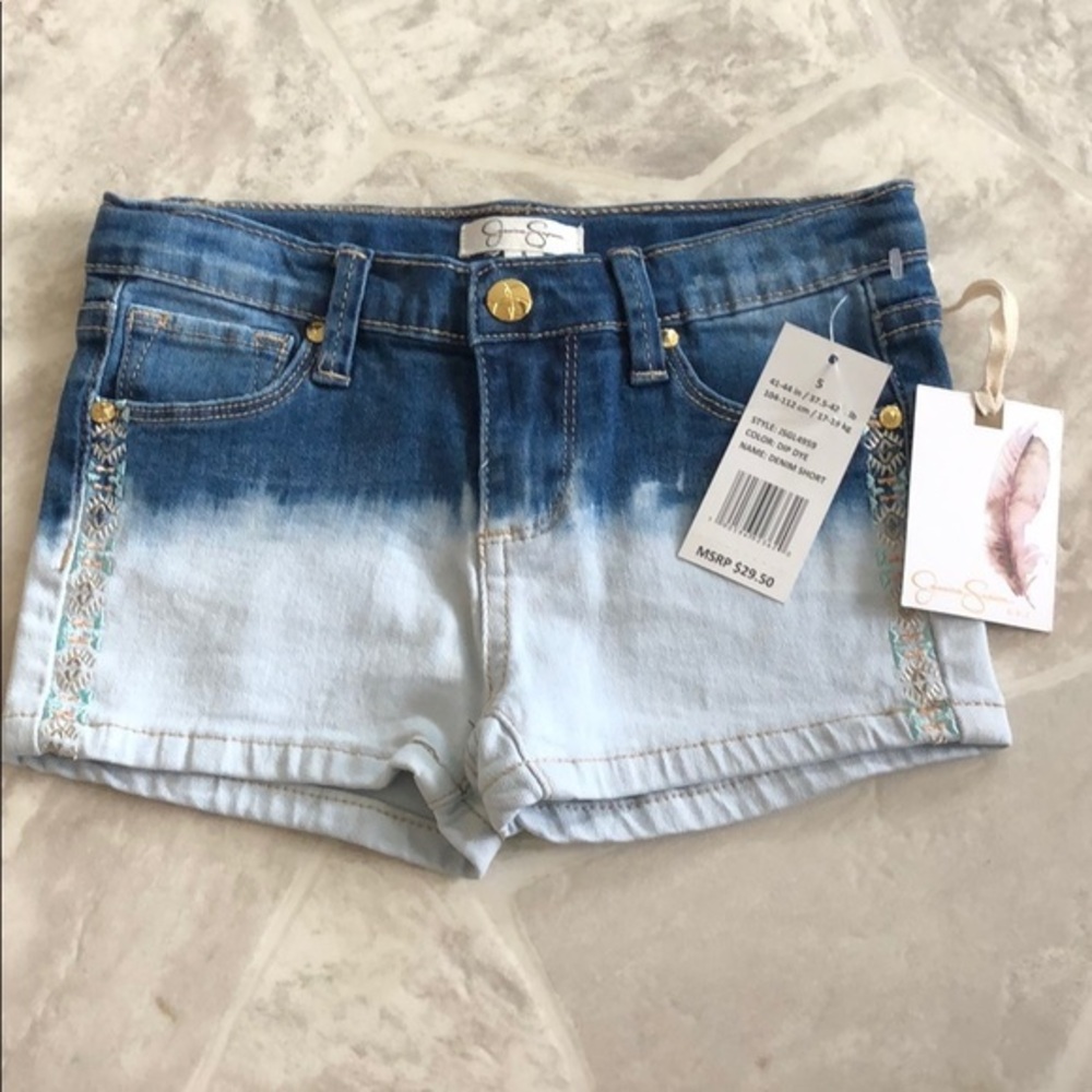 NWT Jessica Simpson ombre tie-dye dip dye embroidered western girls shorts SZ 5